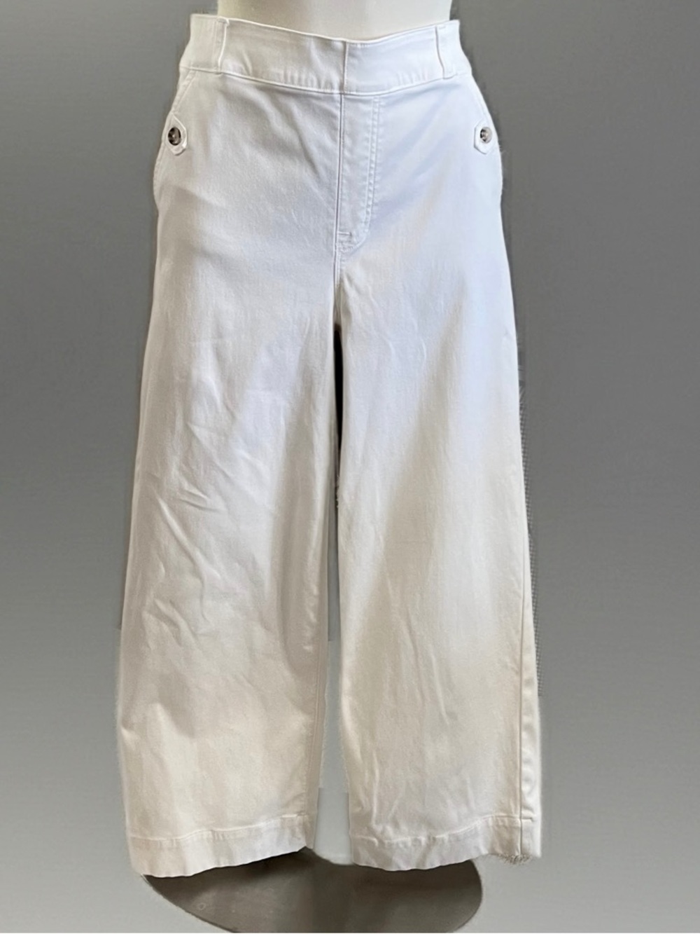 SPANX High Waist White Seamless Shaping Crop Pants Red Branded Tag Sz L large